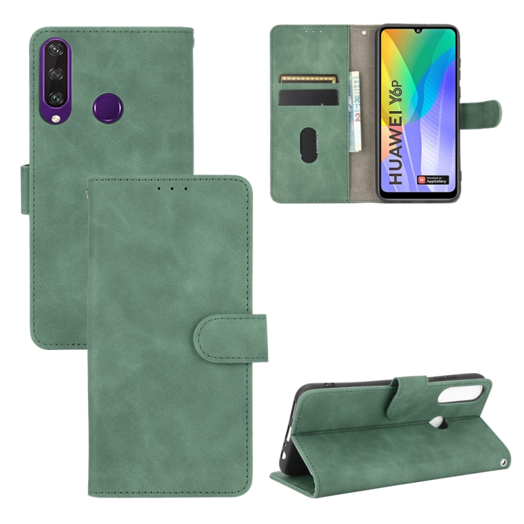 

For Huawei Y6p Solid Color Skin Feel Magnetic Buckle Horizontal Flip Calf Texture PU Leather Case with Holder & Card Slots & Wallet(Green)