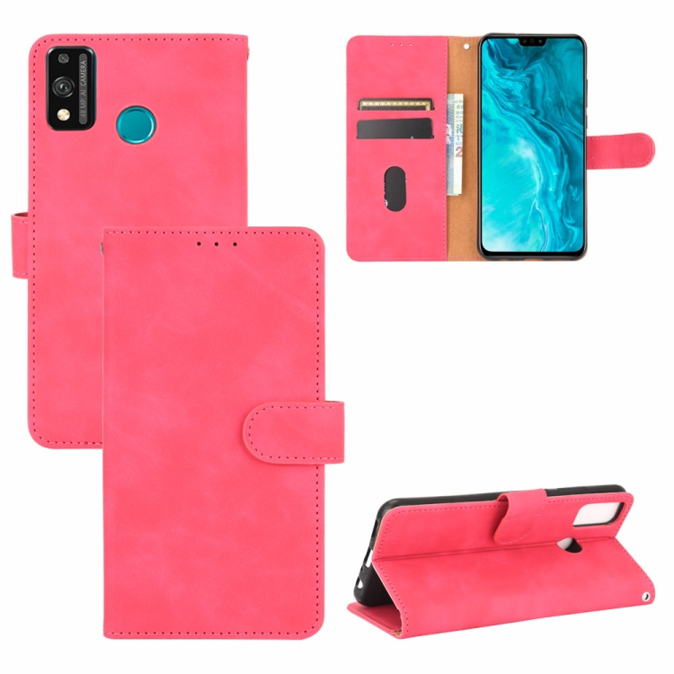 

For Huawei Honor 9X Lite Solid Color Skin Feel Magnetic Buckle Horizontal Flip Calf Texture PU Leather Case with Holder & Card Slots & Wallet(Rose Red)