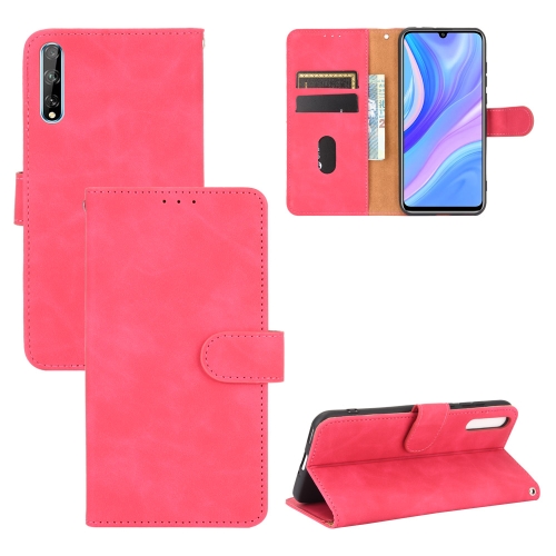 

For Huawei Y8p / Enjoy 10s Solid Color Skin Feel Magnetic Buckle Horizontal Flip Calf Texture PU Leather Case with Holder & Card Slots & Wallet(Rose Red)