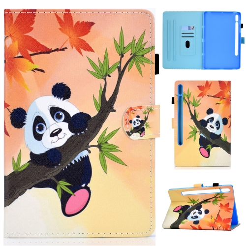 

For Samsung Galaxy Tab S7 T870 Colored Drawing Horizontal Flip Leather Case with Holder & Card Slots & Pen Slot & Sleep / Wake-up Function(Bamboo Bear)