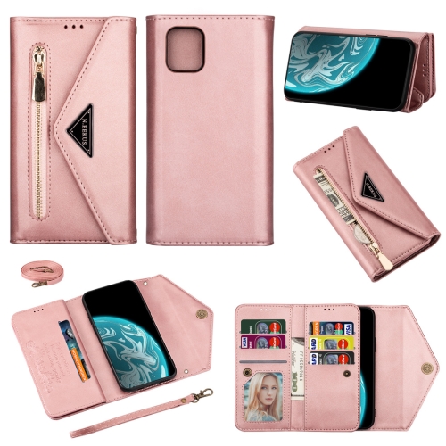 

For Samsung Galaxy Note10 Lite / A81 / M60s Skin Feel Zipper Horizontal Flip Leather Case with Holder & Card Slots & Photo Frame & Lanyard & Long Rope(Rose Gold)