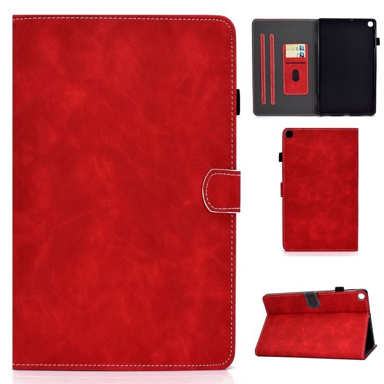 

For Samsung Galaxy Tab A7 10.4 2020 T500 Cowhide Texture Horizontal Flip Leather Case with Holder & Card Slots(Red)