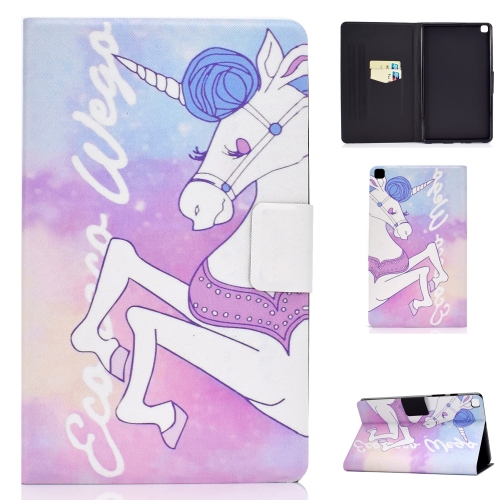 

For Samsung Galaxy Tab A7 10.4 2020 T500 Colored Drawing Electric Pressed Horizontal Flip Leather Case, with Holder & Card Slots(Pink Horse)