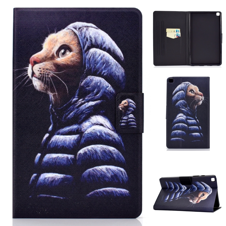 

For Samsung Galaxy Tab S7 T870 Electric Horizontal TPU Painted Flat Leather Case with Sleep Function & Pen Cover & Card Slot & Holder(Little Yellow Cat)