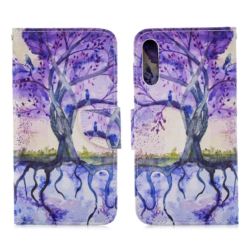 

For Samsung Galaxy A50 3D Painted Pattern Horizontal Flip Leather Case with Holder & Card Slots & Wallet & Lanyard(Purple Tree)