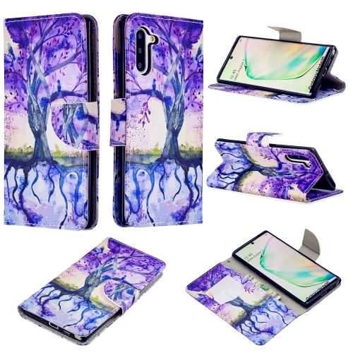 

For Samsung Galaxy Note10 3D Painted Pattern Horizontal Flip Leather Case with Holder & Card Slots & Wallet & Lanyard(Purple Tree)