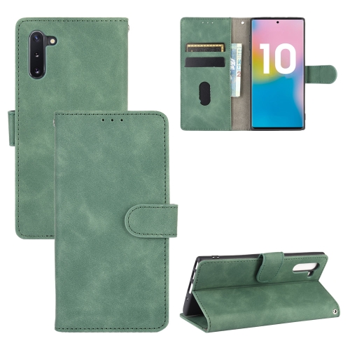 

For Samsung Galaxy Note10 Solid Color Skin Feel Magnetic Buckle Horizontal Flip Calf Texture PU Leather Case with Holder & Card Slots & Wallet(Green)