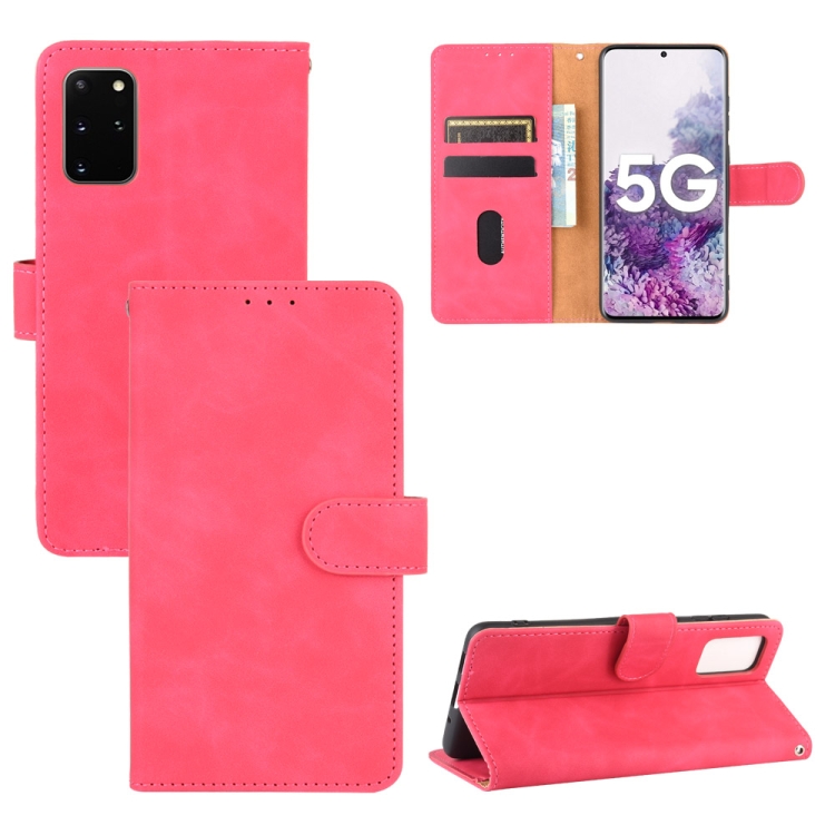 

For Samsung Galaxy S20 Plus Solid Color Skin Feel Magnetic Buckle Horizontal Flip Calf Texture PU Leather Case with Holder & Card Slots & Wallet(Rose Red)