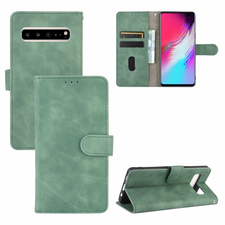 

For Samsung Galaxy S10 5G Solid Color Skin Feel Magnetic Buckle Horizontal Flip Calf Texture PU Leather Case with Holder & Card Slots & Wallet(Green)