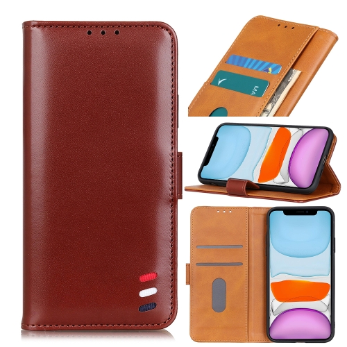 

For iPhone 11 3-Color Pearl Texture Magnetic Buckle Horizontal Flip PU Leather Case with Card Slots & Wallet & Holder(Brown)