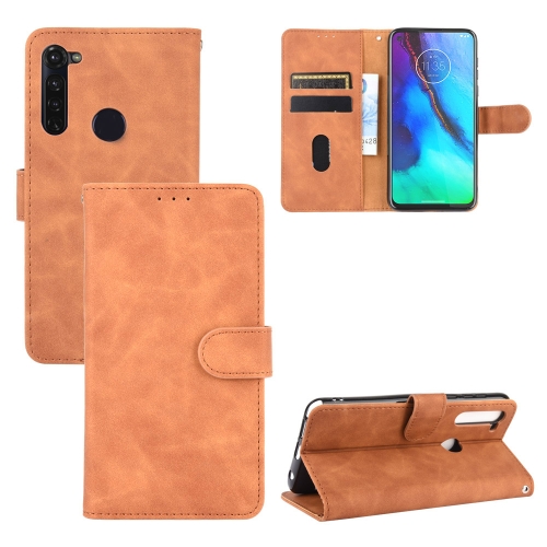 

For Motorola Moto G Stylus / G Pro Solid Color Skin Feel Magnetic Buckle Horizontal Flip Calf Texture PU Leather Case with Holder & Card Slots & Wallet(Brown)