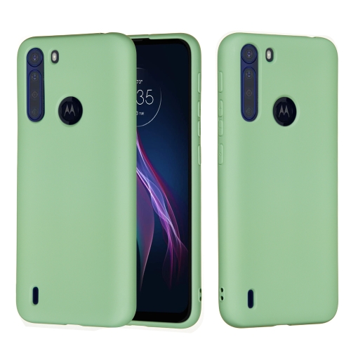 

For Motorola Moto One Fusion Solid Color Liquid Silicone Dropproof Full Coverage Protective Case(Green)