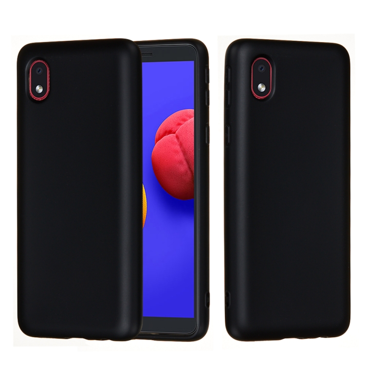 

For Samsung Galaxy A01 Core Solid Color Liquid Silicone Dropproof Full Coverage Protective Case(Black)