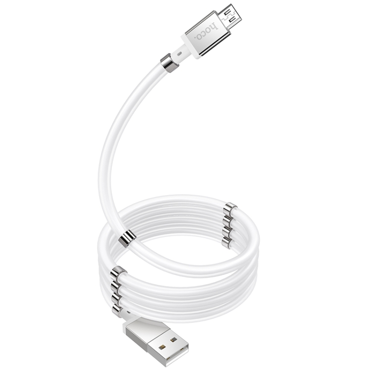 

hoco U91 1m 2.4A USB to Micro USB Magic Control Magnetic Storage Charging Data Cable(White)