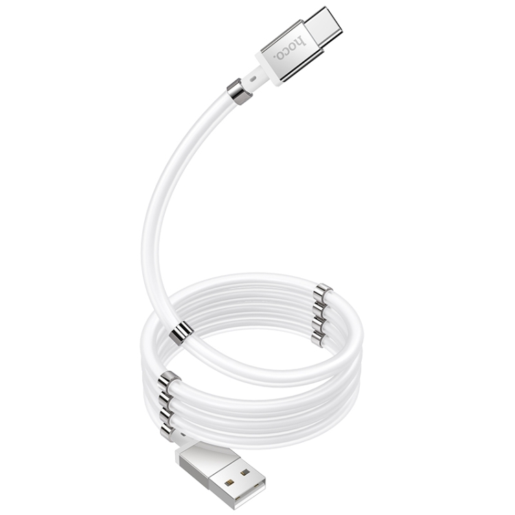 

hoco U91 1m 2.4A USB to Type-C / USB-C Magic Control Magnetic Storage Charging Data Cable(White)