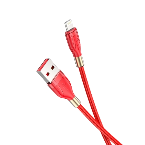 

hoco U92 1.2m 2.4A USB to 8 Pin Gold Collar Charging Data Cable(Red)