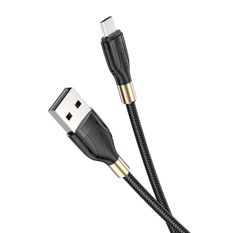 

hoco U92 1.2m 2.4A USB to Micro USB Gold Collar Charging Data Cable(Black)