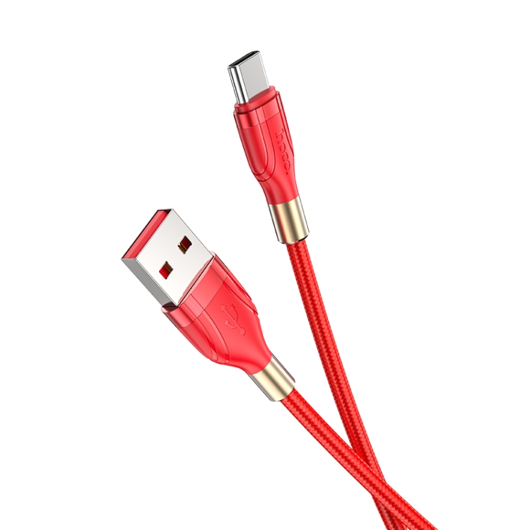 

hoco U92 1.2m 2.4A USB to Type-C / USB-C Gold Collar Charging Data Cable(Red)