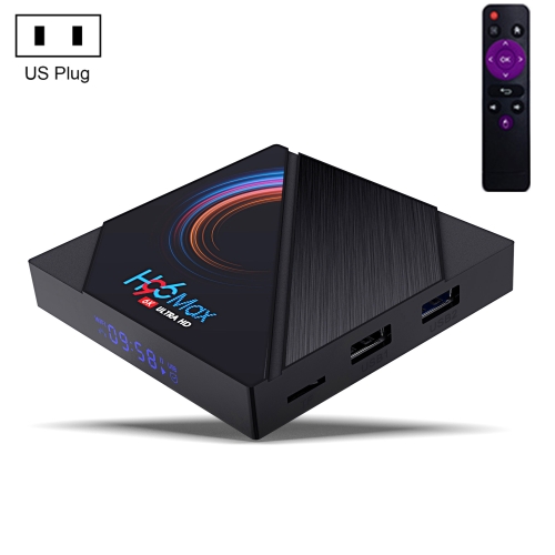 

H96 Max 6K Ultra HD Smart TV Box with Remote Controller, Android 10.0, Allwinner H616 Quad Core ARM Cortex-A53, 4GB+32GB, Support TF Card / USBx2 / AV / HDMI / WIFI, US Plug