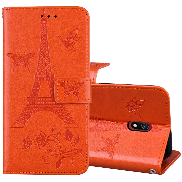 

For Xiaomi Redmi 8A Embossing Tower Butterflies Pattern Horizontal Flip PU Leather Case with Holder & Card Slot & Wallet(Orange)