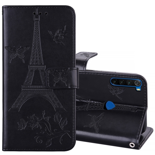 

For Xiaomi Redmi Note 8T Embossing Tower Butterflies Pattern Horizontal Flip PU Leather Case with Holder & Card Slot & Wallet(Black)