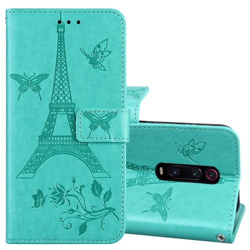 

For Xiaomi Redmi K20 Embossing Tower Butterflies Pattern Horizontal Flip PU Leather Case with Holder & Card Slot & Wallet(Green)