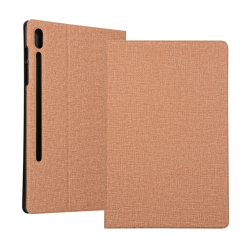 

For Samsung Galaxy Tab S7+ / T970 Fabric Texture Horizontal Flip PU Leather Case with Holder(Gold)