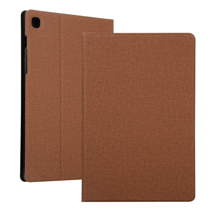 

For Samsung Galaxy Tab A7 / T500 Fabric Texture Horizontal Flip PU Leather Case with Holder(Brown)