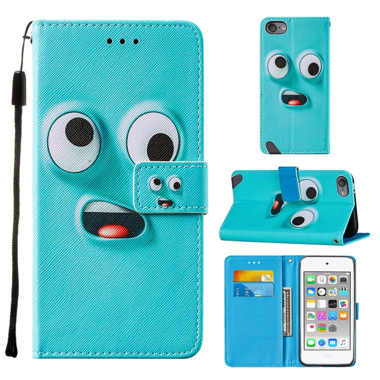 

For iPod Touch 7 / 6 / 5 Cross Texture Painting Pattern Horizontal Flip Leather Case with Holder & Card Slots & Wallet & Lanyard(Big Eyed)