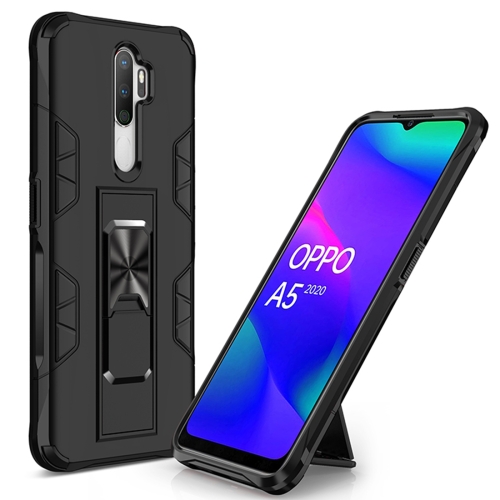 

For Oppo A5 (2020) Soldier Armor Shockproof TPU + PC Magnetic Protective Case with Holder(Black)