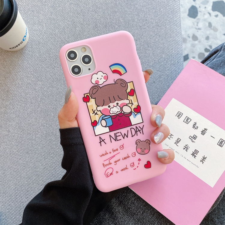 

For iPhone 11 Cartoon Pattern Protective Case(Girl)