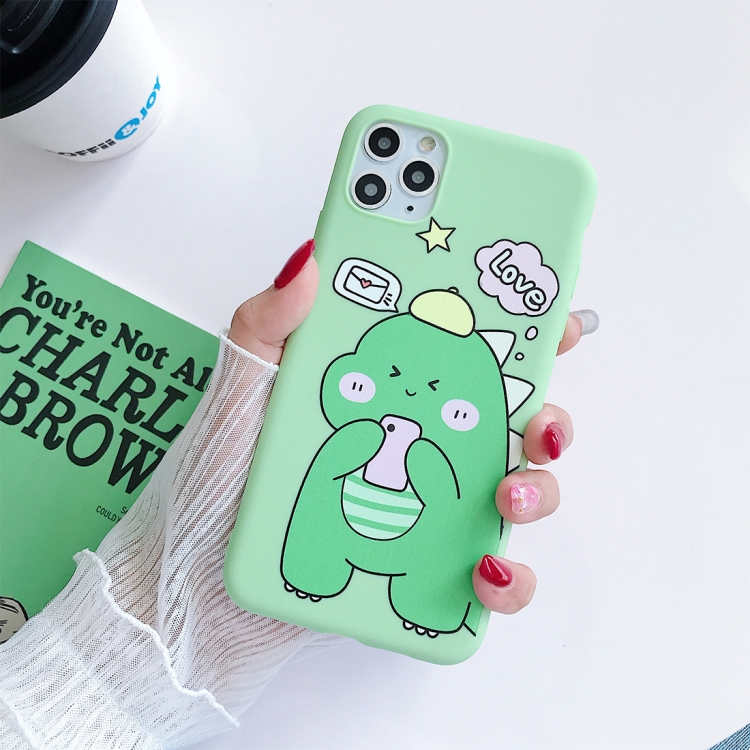 

For iPhone 11 Pro Max Cartoon Dinosaur Pattern Protective Case(Green)