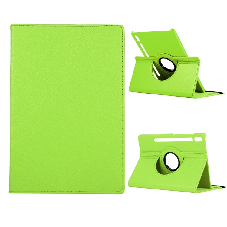

For Samsung Galaxy Tab S7+ / T970 360 Degree Rotation Litchi Texture Flip Leather Case with Holder(Green)