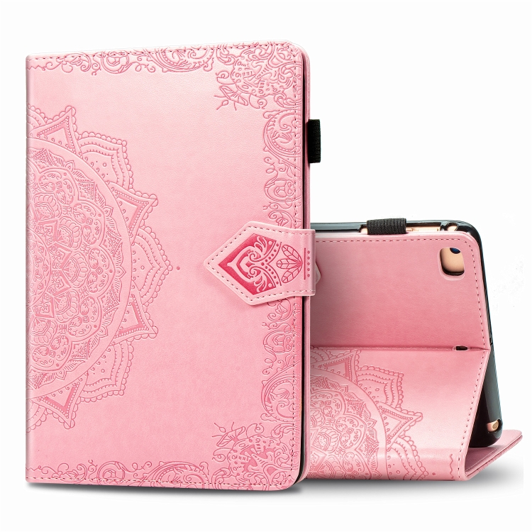 

For iPad Mini 5 / 4 / 3 / 2 / 1 Embossed Mandala Pattern TPU + PU Horizontal Flip Leather Case with Holder & Card Slots & Wallet(Pink)