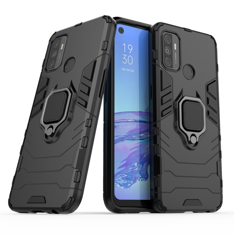 

For OPPO A53 Shockproof PC + TPU Protective Case with Magnetic Ring Holder(Black)