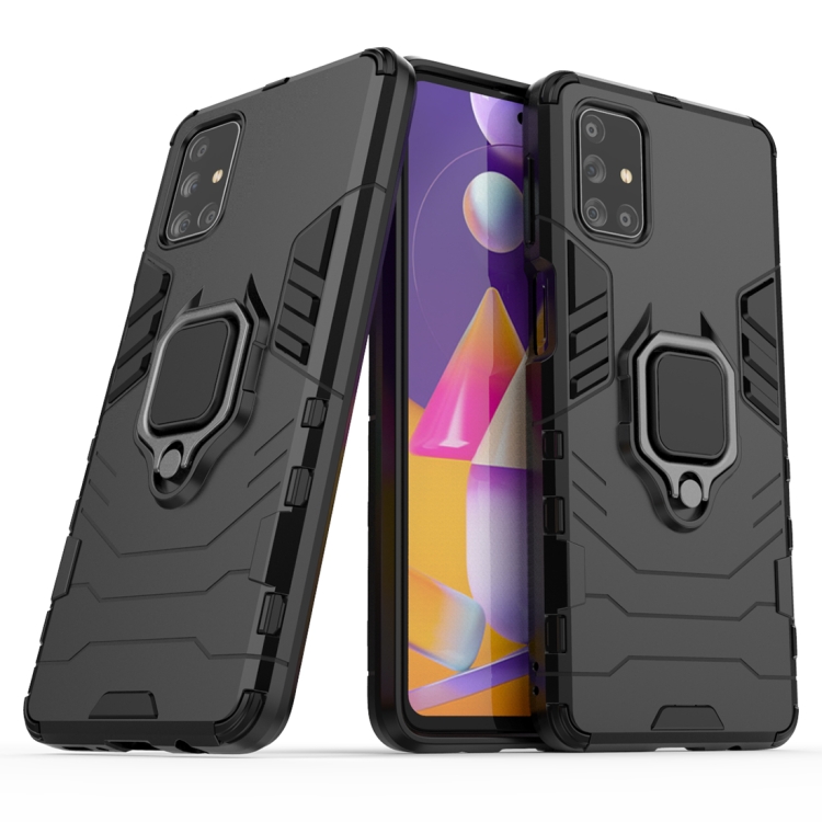 

For Samsung Galaxy M31s Shockproof PC + TPU Protective Case with Magnetic Ring Holder(Black)