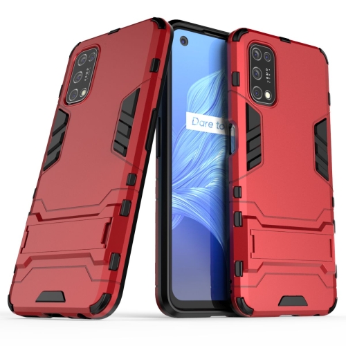 

For OPPO Realme V5 5G PC + TPU Shockproof Protective Case with Invisible Holder(Red)