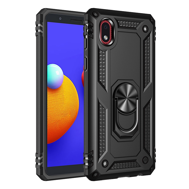 

For Samsung Galaxy A01 Core Shockproof TPU + PC Protective Case with 360 Degree Rotating Holder(Black)