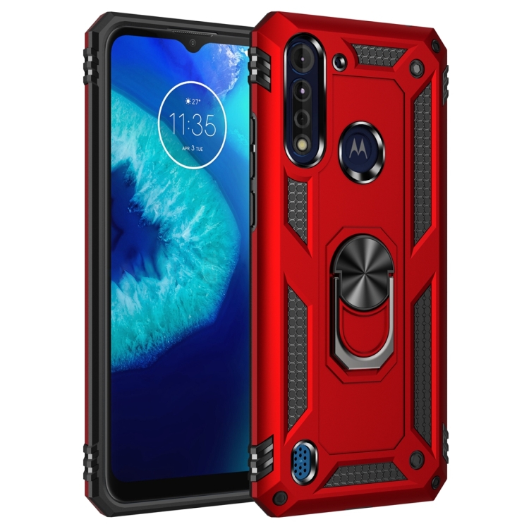 

For Motorola Moto G8 Power Lite Shockproof TPU + PC Protective Case with 360 Degree Rotating Holder(Red)
