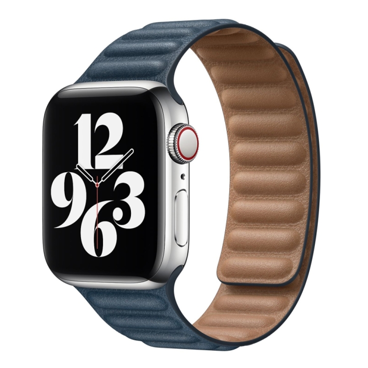 

For Apple Watch Series 7 41mm / 6 & SE & 5 & 4 40mm / 3 & 2 & 1 38mm Leather Replacement Strap Watchband(Blue)
