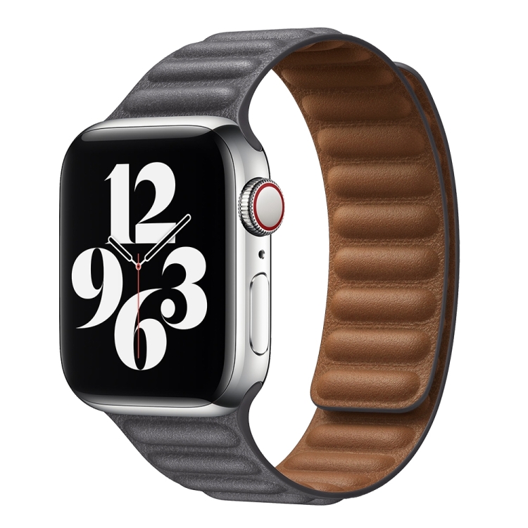 

For Apple Watch Series 7 41mm / 6 & SE & 5 & 4 40mm / 3 & 2 & 1 38mm Leather Replacement Strap Watchband (Grey)