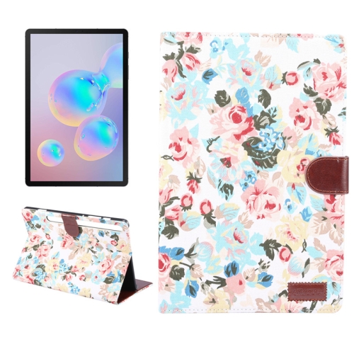 

For Samsung Galaxy Tab S7+ / T970 Flower Cloth Texture PC Horizontal Flip Leather Protective Case with Holder & Card Slots & Wallet & Photo Frame & Sleep / Wake-up Function(White)