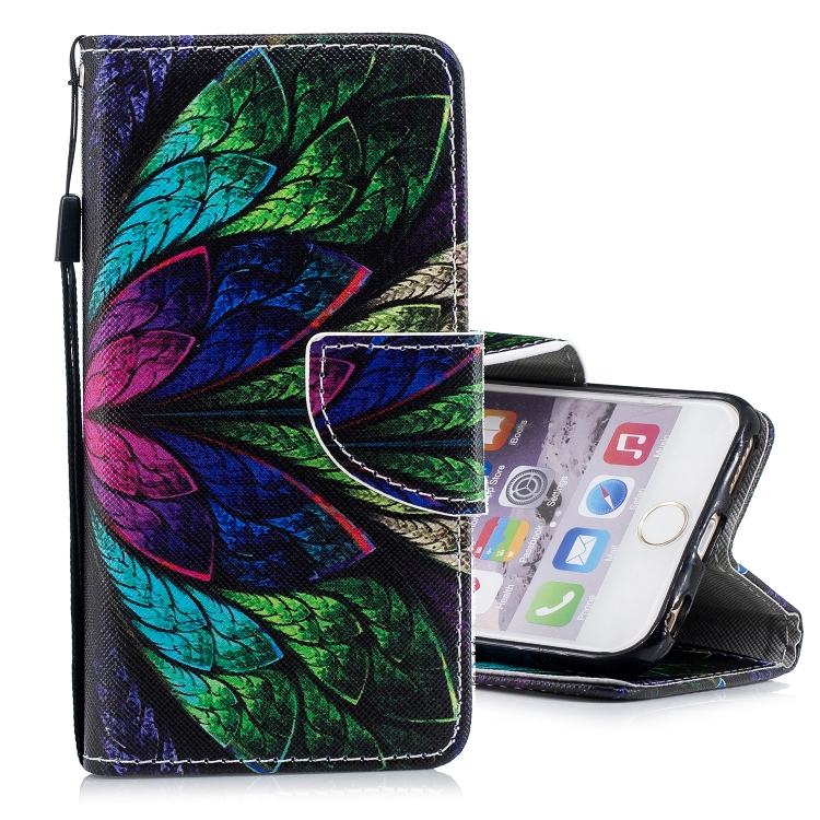 

For iPhone 7 / 8 3D Painted Pattern Horizontal Flip Leather Case with Holder & Card Slots & Wallet & Lanyard(Colorful Leaves)