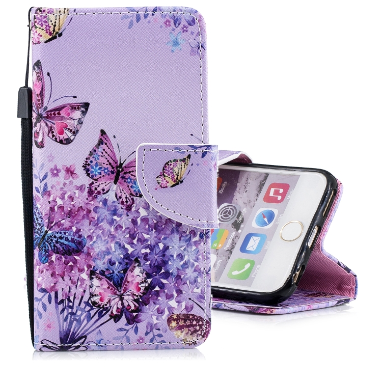 

For iPhone 7 / 8 3D Painted Pattern Horizontal Flip Leather Case with Holder & Card Slots & Wallet & Lanyard(Color Butterfly)