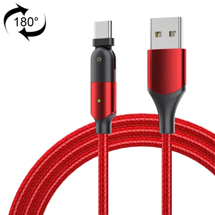 

ZFXCT-WY09 3A USB to USB-C / Type-C 180 Degree Rotating Elbow Charging Cable, Length:1.2m(Red)