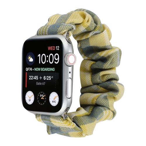 

For Apple Watch Series 6 & SE & 5 & 4 44mm / 3 & 2 & 1 42mm JK Uniform Style Cloth + Stainless Steel Watch Wrist Strap(Yellow + Blue)(Yellow + Blue)
