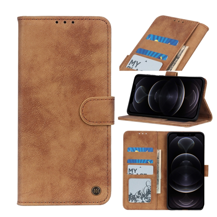 

For iPhone 12 / 12 Pro Antelope Texture Magnetic Buckle Horizontal Flip PU Leather Case with Card Slots & Wallet & Holder(Brown)