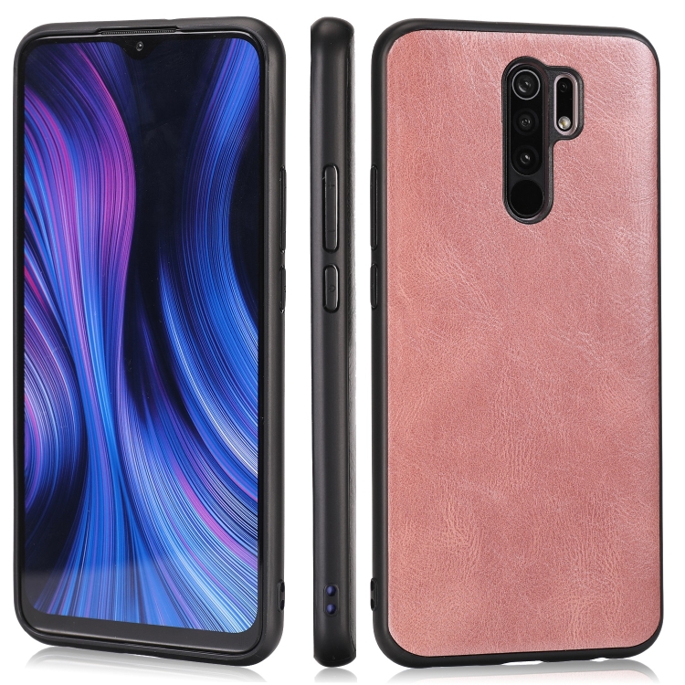 

For Xiaomi Redmi 9 Crazy Horse Textured Calfskin PU+PC+TPU Case(Rose Gold)