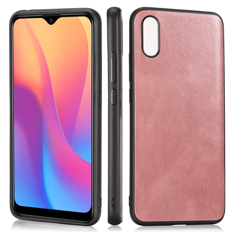 

For Xiaomi Redmi 9A Crazy Horse Textured Calfskin PU+PC+TPU Case(Rose Gold)
