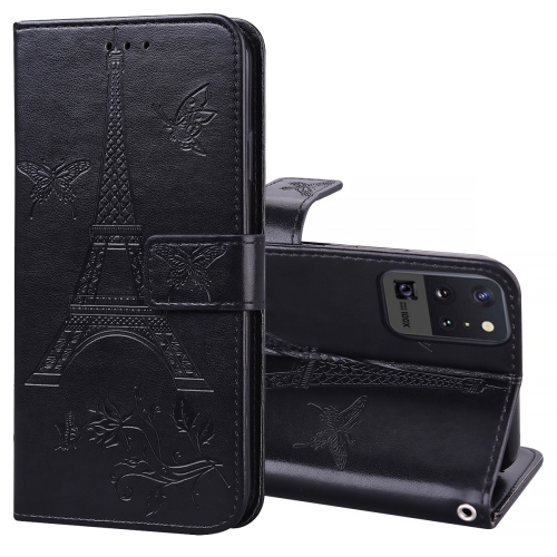 

For Samsung Galaxy Note20 5G Embossing Tower Butterflies Pattern Horizontal Flip PU Leather Case with Holder & Card Slot & Wallet(Black)